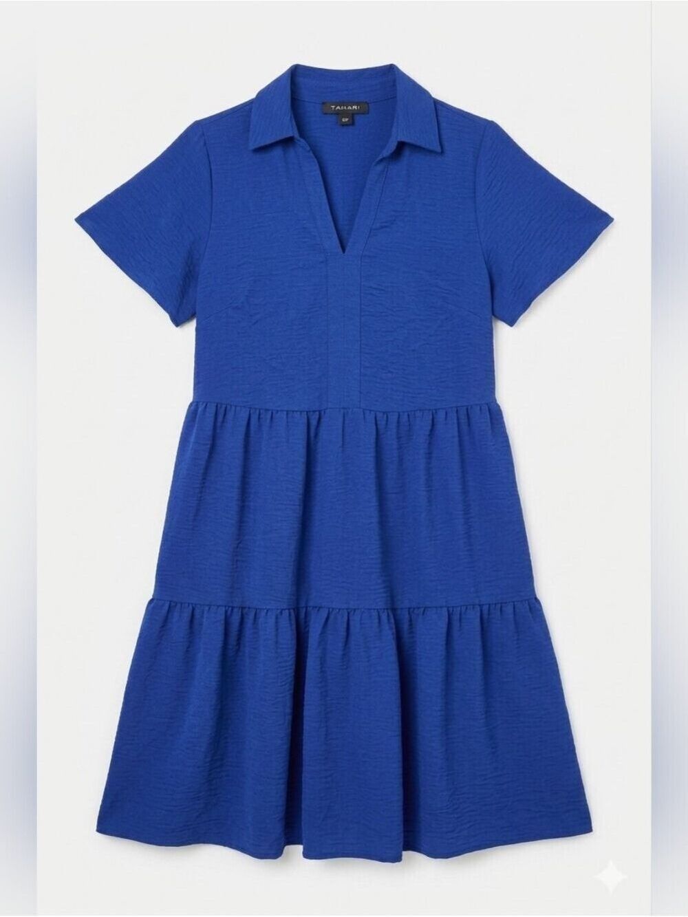 Tahari Blue Short Sleeve Tiered Ruffle Smock Dress, NWT, Small